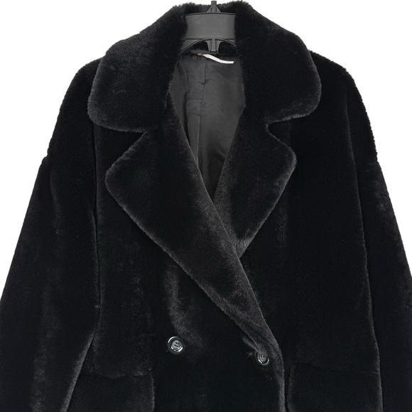 Free People Kate Faux Fur Double Breasted Coat Black Size M - LIKE NEW!! - Picture 11 of 14